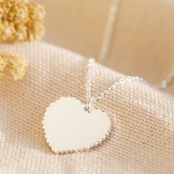 Scalloped Edge Heart Necklace in Silver