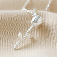 Lisa Angel Ladies' Stem Rose Pendant Necklace in Silver