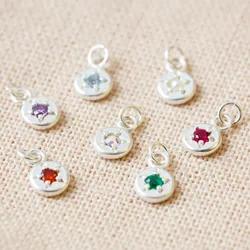 Tiny Sterling Silver Birthstone Charm