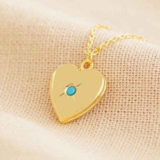 Gold December Heart Locket necklace