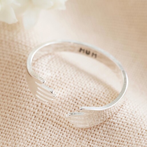 Lisa Angel Ladies' Silver Personalised Adjustable Hug Hands Ring