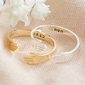 Personalised Adjustable Hug Hands Ring
