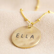 Lisa Angel Ladies' Personalised Gold Sterling Silver Hammered Disc Pendant Necklace