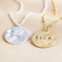 Personalised Sterling Silver Hammered Disc Pendant Necklace