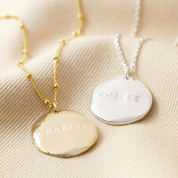 Personalised Sterling Silver Molten Disc Necklace