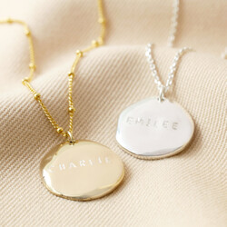 Personalised Sterling Silver Molten Disc Necklace