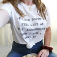 Lisa Angel Unisex Personalised 'If Love Doesn't Feel Like...' T-Shirt on Model