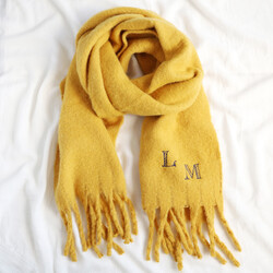 Personalised Embroidered Navy Initials Recycled Oversized Scarf