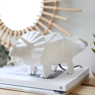 Disaster Designs White Origami Triceratops Dinosaur LED Night Light