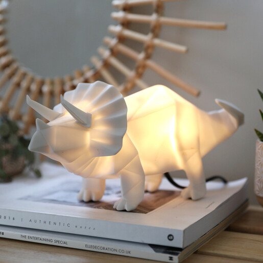 Disaster Designs | White Triceratops Night Light | Lisa Angel