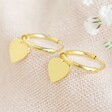 Lisa Angel Ladies' Gold Sterling Silver Heart Charm Huggie Hoop Earrings