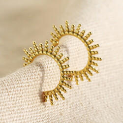 Gold Sterling Silver Sunbeam Hoop Earrings