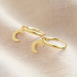 Gold Sterling Silver Moon Charm Huggie Hoop Earrings