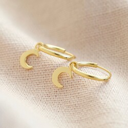 Gold Sterling Silver Moon Charm Huggie Hoop Earrings