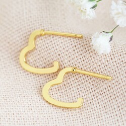 Mini Gold Sterling Silver Heart Hoop Earrings