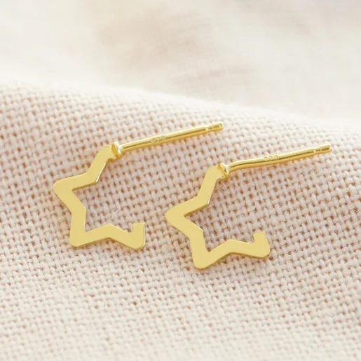 Lisa Angel Mini Gold Sterling Silver Star Huggie Hoop Earrings