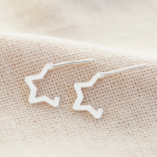 Lisa Angel Mini Sterling Silver Star Huggie Hoop Earrings