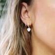 Model Wearing Lisa Angel Small Sterling Silver Hoop Earrings