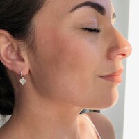 Sterling Silver Heart Charm Huggie Hoop Earrings