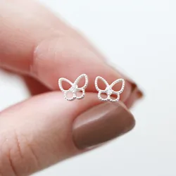 Sterling Silver Sparkle Cut Butterfly Stud Earrings