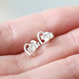 Ladies' Sterling Silver Sparkle Cut Heart Stud Earrings