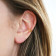 Tiny Gold Sterling Silver Snake Ear Cuff on Model
