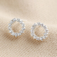 Sterling Silver Crystal Circle Stud Earrings
