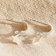 Ladies' Sterling Silver Crystal Hoop and Star Charm Earrings