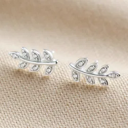 Sterling Silver Leaf Stud Earrings