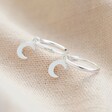 Lisa Angel Ladies' Sterling Silver Tiny Moon Charm Hoop Earrings