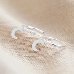 Sterling Silver Moon Charm Huggie Hoop Earrings