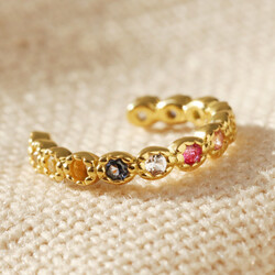 Tiny Gold Sterling Silver Rainbow Crystal Ear Cuff
