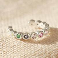 Tiny Sterling Silver Rainbow Crystal Ear Cuff