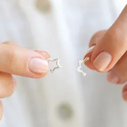 Mini Sterling Silver Star Huggie Hoop Earrings