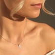 Model Wears Lisa Angel Ladies Sterling Silver Feather Pendant Necklace