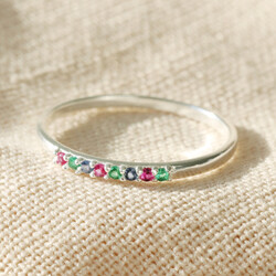 Sterling Silver Rainbow Crystal Ring