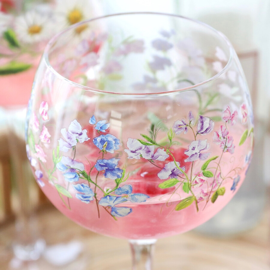 Sweet Pea Balloon Gin Glass Lisa Angel