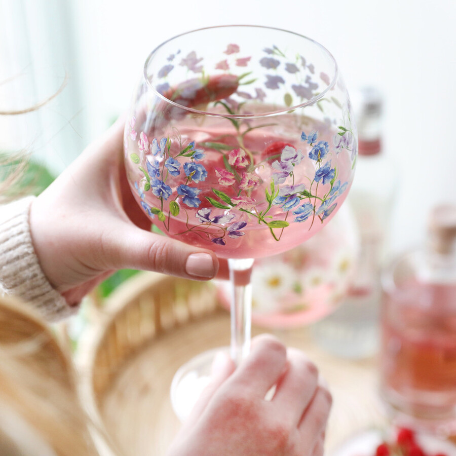 Sweet Pea Balloon Gin Glass Lisa Angel