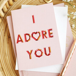 Pink 'I Adore You' Valentine's Day Greeting Card