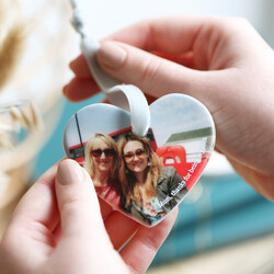Personalised Photo Ceramic Heart Hanging Decoration