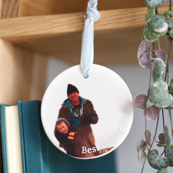 Personalised Photo Round Ceramic Hanging Decoration