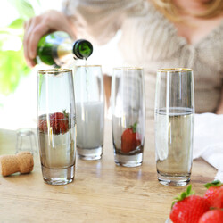 Set of 4 Black and Gold Stemless Prosecco Glasses