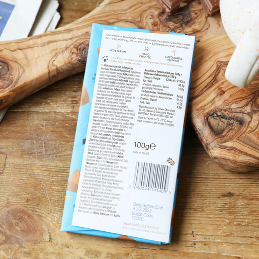 Back of Gnaw Fudge Crunch Milk Chocolate Bar at Lisa Angel