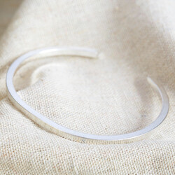 Men's Brushed Silver Bar Bangle
