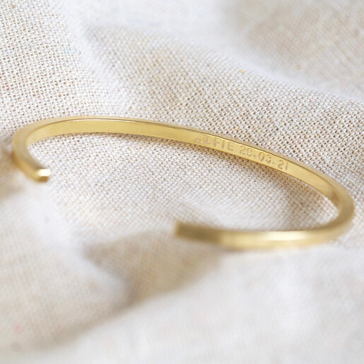 Personalised Brushed Gold Bar Bangle  Lisa Angel Personalised Men's Brushed Gold Bar Bangle