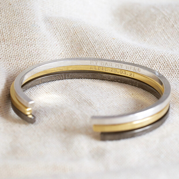 Personalised Men's Brushed Bar Bangle  Personalised Men's Brushed Bar Bangle