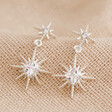 Lisa Angel Crystal Double Star Drop Earrings in Silver