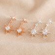 Lisa Angel Crystal Double Star Drop Earrings in Silver and Rose Gold