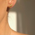Model Wearing Lisa Angel Gold Feather Stud Earrings