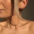 Lisa Angel Ladies' Gold Feather Stud Earrings on Model